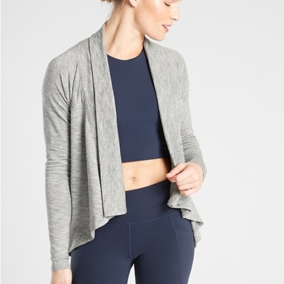 Athleta Heather Gray Nirvana Wear Two Ways Athlesuire Loungewear Cardigan - Picture 1 of 6
